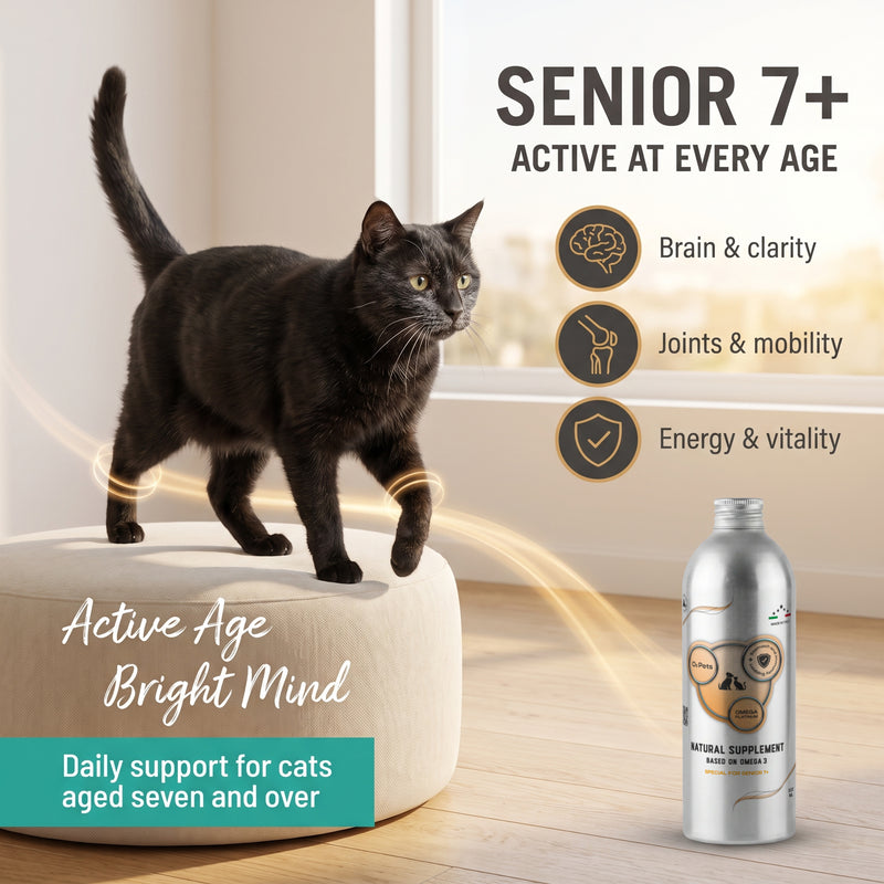 Natürliches Ergänzungsmittel auf Omega-3-Basis für Katzen ab 7 Jahren