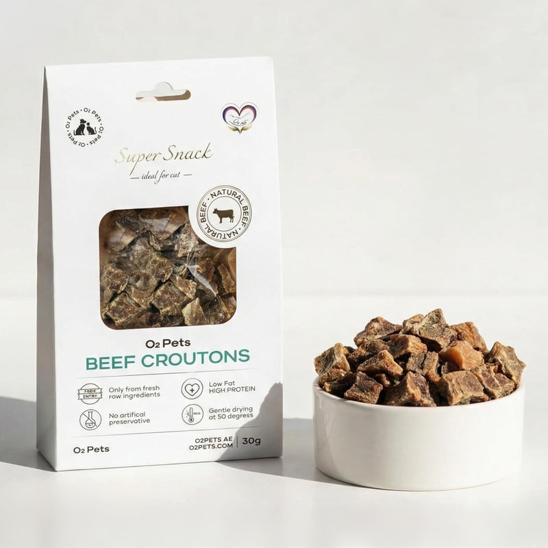 Croûtons de bœuf pour chat, 30g